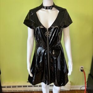 Killstar Black Vinyl Midi Dress